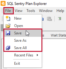 SQL Sentry Plan Explorer Save options Version 2021.12 SQL Sentry Plan Explorer Save options