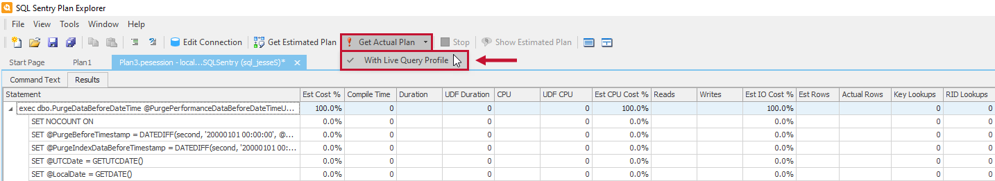 Plan Explorer Live Query Profile
