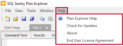 SQL Sentry Plan Explorer Help Menu options Version 2021.12 SQL Sentry Plan Explorer Help Menu options