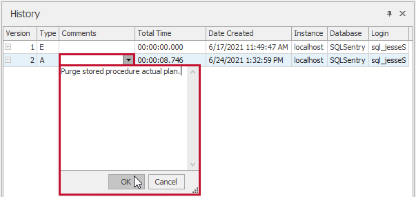 SQL Sentry Plan Explorer Plan History pane Comments Version 2021.12 SQL Sentry Plan Explorer Plan History pane Comments