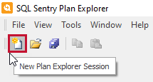 SQL Sentry Plan Explorer select New Plan Explorer select New Plan Explorer Session button Version 2021.12 SQL Sentry Plan Explorer select New Plan Explorer Session button