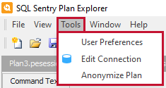 SQL Sentry Plan Explorer Tools Menu options Version 2021.12 SQL Sentry Plan Explorer Tools Menu options