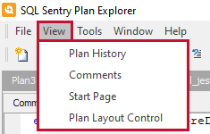 SQL Sentry Plan Explorer View Menu options