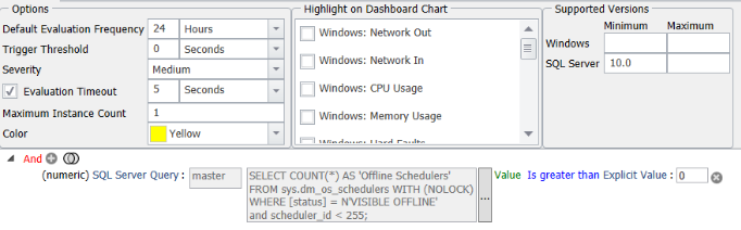 SQL Sentry CPU Schedulers Visible Offline Status Version 2021.18 CPU Schedulers Visible Offline Status