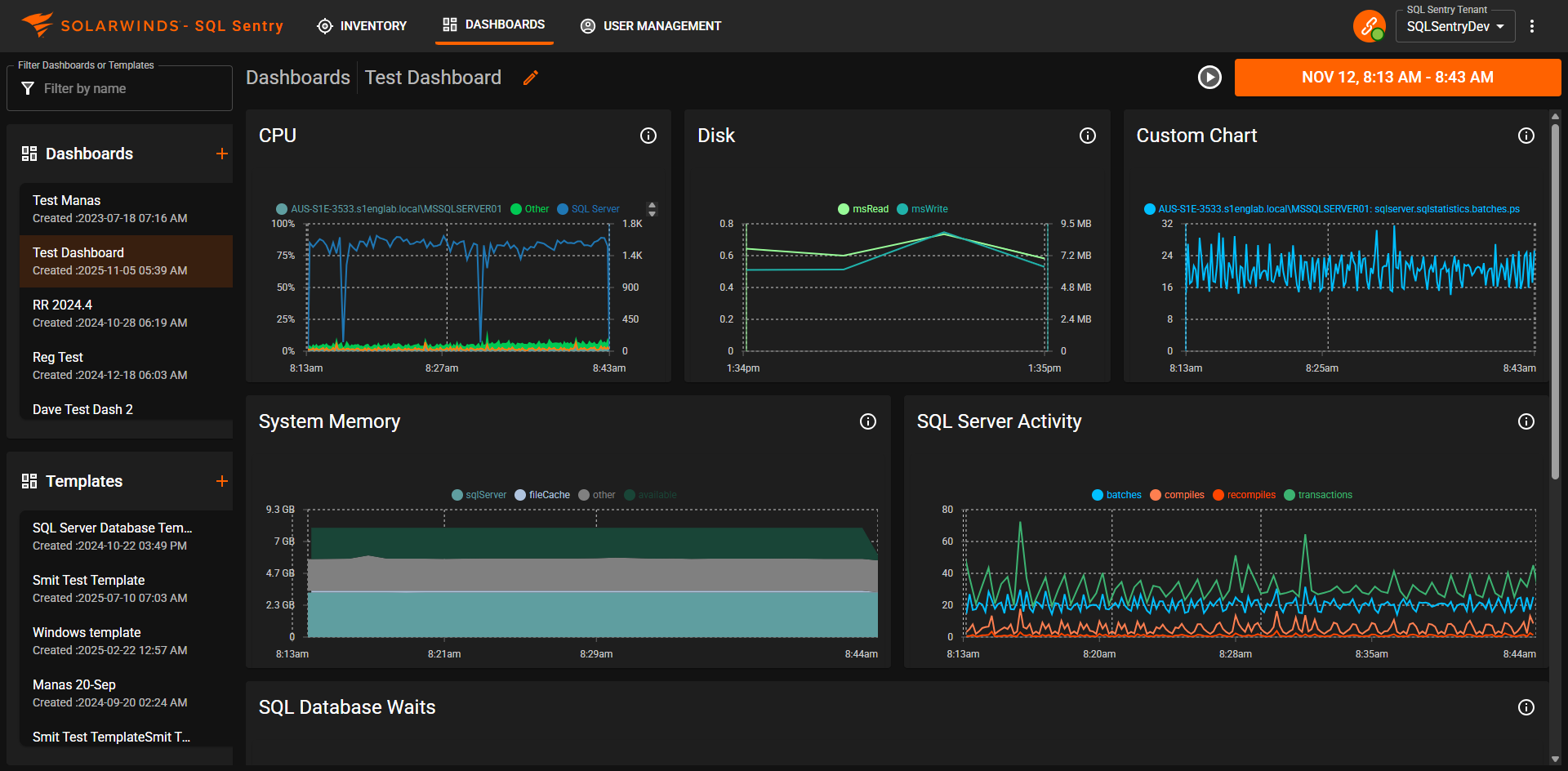 Sql Sentry Portal SQL Sentry Portal Custom Charts