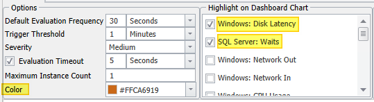 SQL Sentry Edit Advisory Condition Highlight on Dashboard Settings Version 2021.18 Edit Advisory Condition Highlight on Dashboard Settings