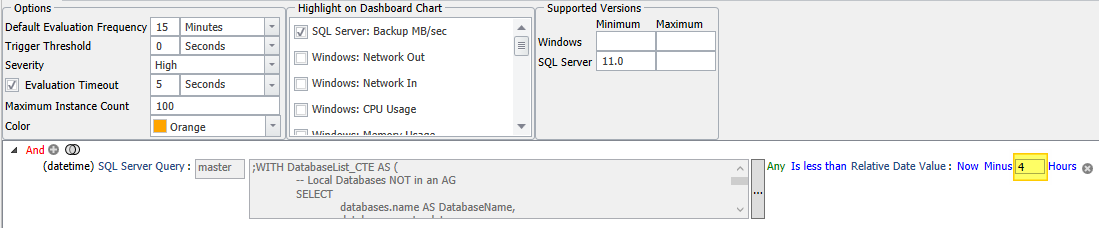SQL Sentry Advisory Conditions Database Backup Log SLA Breached with AGs example