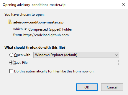 Save the SentryOne Advisory Conditions Zip File
