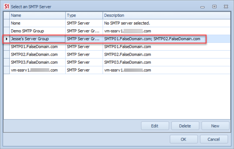 SQL Sentry Select an SMTP Server Version 2021.18 SQL Sentry Select an SMTP Server
