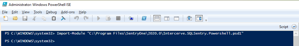 SQL Sentry PowerShell Import Module command example