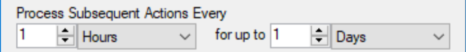 SQL Sentry Response Ruleset Editor Process Subsequent Actions Every setting Version 2021.18 Response Ruleset Editor Process Subsequent Actions Every setting