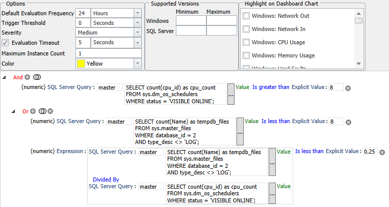 SQL Sentry Tempdb/CPU Configuration Warning Version 2021.18 Tempdb/CPU Configuration Warning