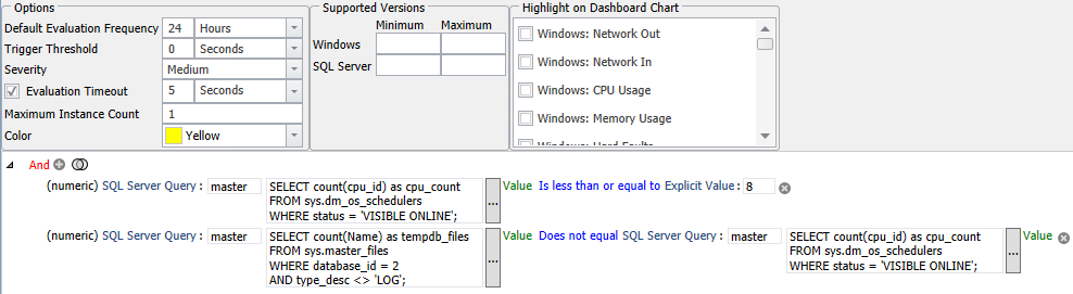 SQL Sentry Tempdb/CPU Configuration Warning Version 2021.18 Tempdb/CPU Configuration Warning
