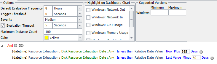 SQL Sentry Advisory Conditions Windows Volume Exhaustion Date Changed example