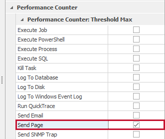 SQL Sentry Send Page action Version 2021.18 Send Page action
