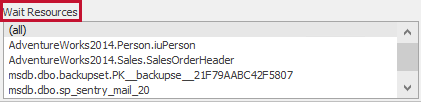 SQL Sentry Blocking SQL tab Wait Resources Filter Version 2021.12 Blocking SQL tab Wait Resources Filter