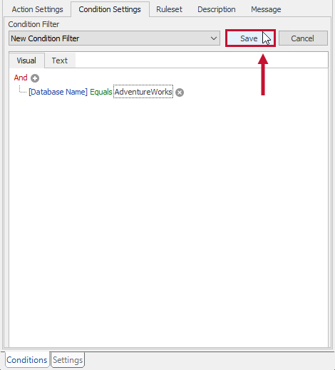 SQL Sentry Condition Settings Save filter