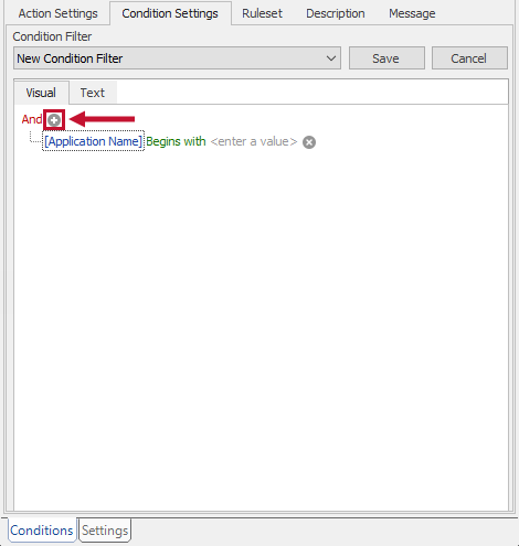 SQL Sentry Condition Settings select the Plus icon Version 2021.18 Condition Settings select the Plus icon
