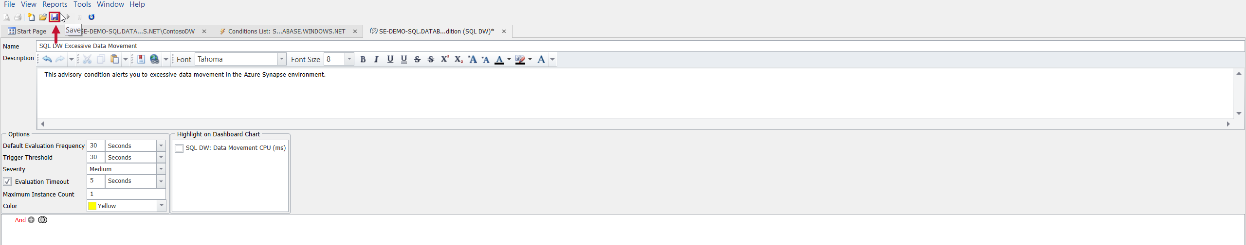 SQL Sentry Azure Synapse SQL Pool Save Custom Advisory Condition SQL Sentry Azure Synapse SQL Pool Save Custom Advisory Condition