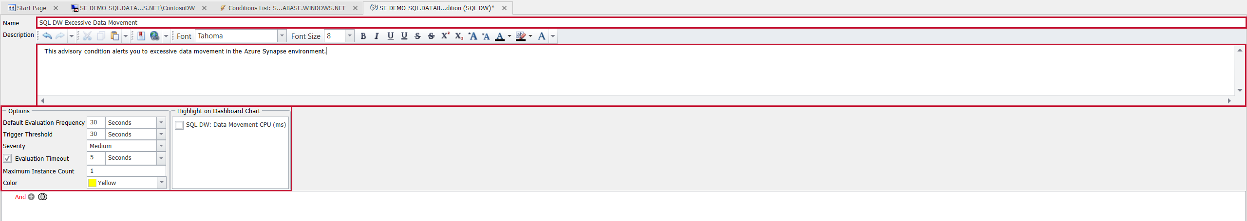 SQL Sentry Azure Synapse SQL Pool Custom Advisory Condition SQL Sentry Azure Synapse SQL Pool Custom Advisory Condition