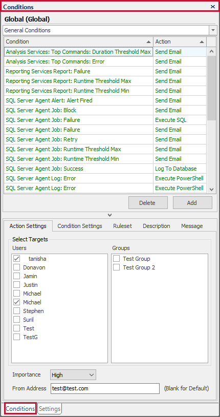 SQL Sentry Conditions pane Version 2021 SQL Sentry Conditions pane