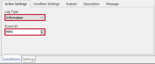 SQL Sentry Log to Windows Event Log Action Settings Version 2021.18 Log to Windows Event Log Actions Settings