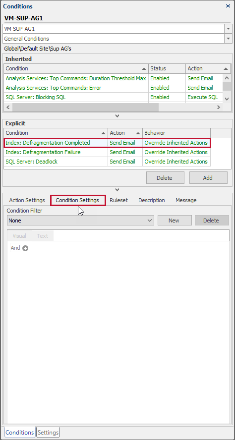 SQL Sentry Condition Settings Version 2021.18 SQL Sentry Condition Settings