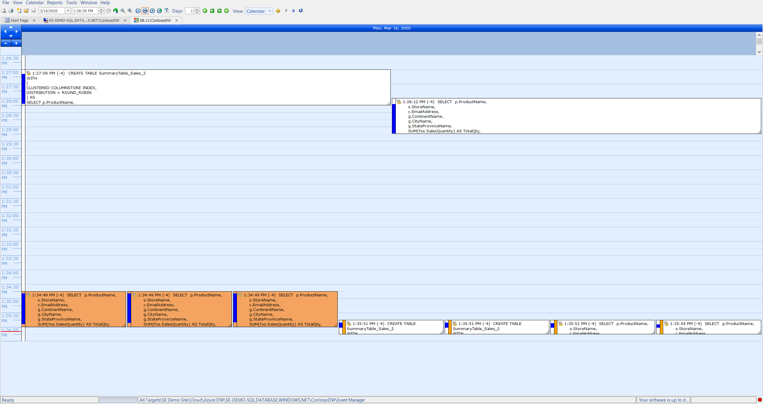 SQL Sentry Azure Synapse SQL Pool Event Calendar view SQL Sentry Azure Synapse SQL Pool Event Calendar view