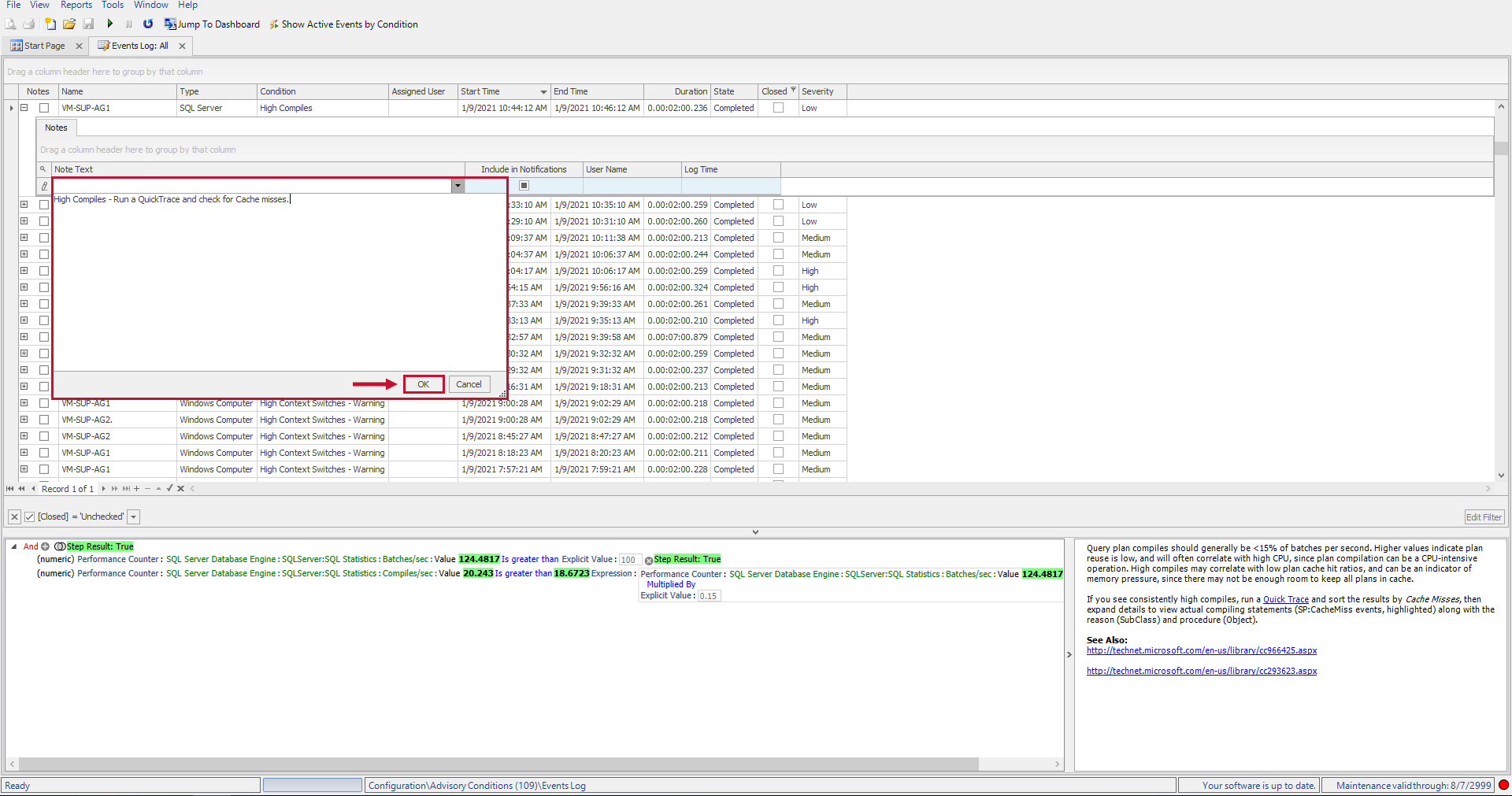 SentryOne Events Log Add Notes Version 2021 SentryOne Events Log Add Notes