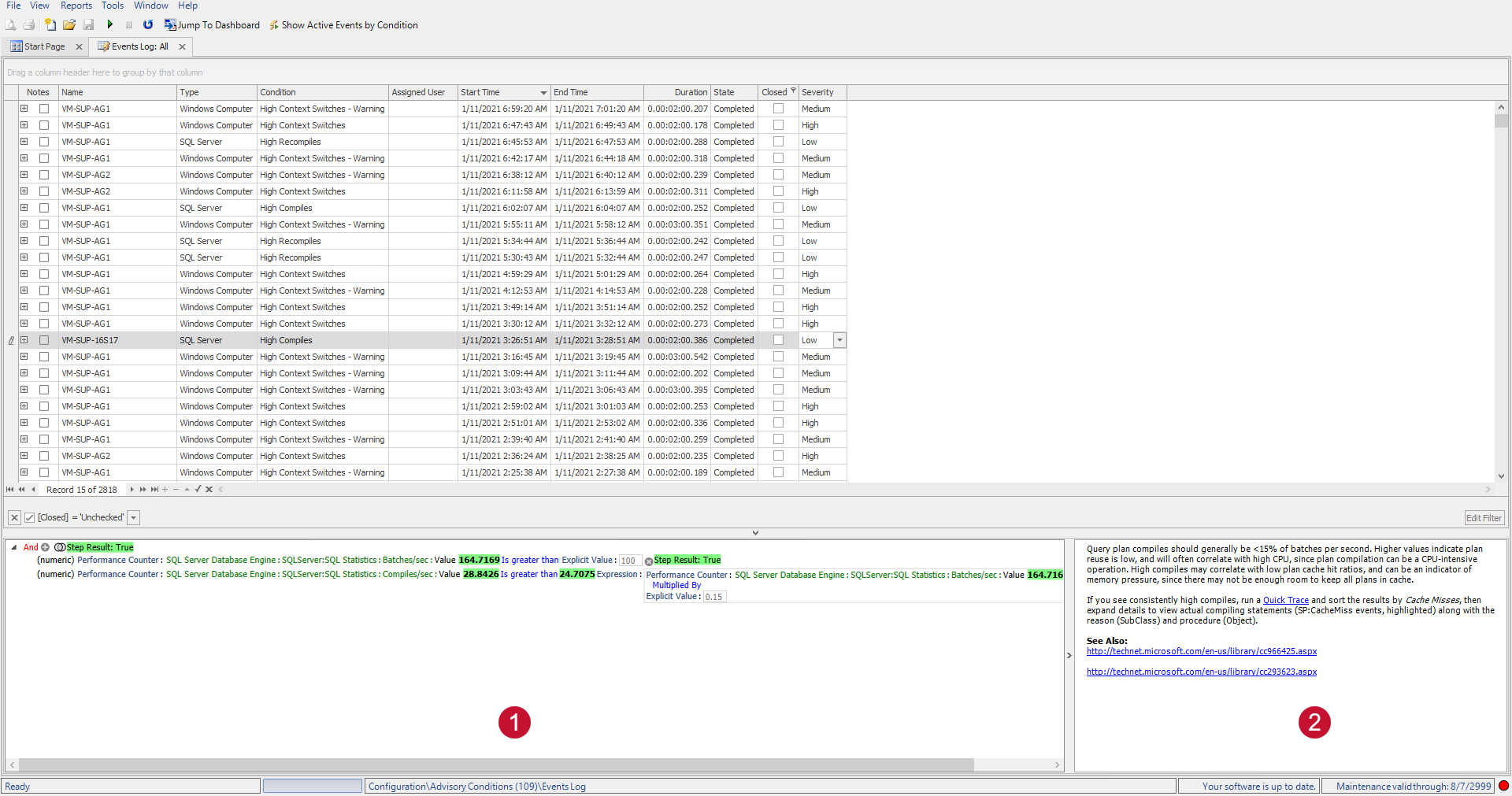 SQL Sentry Condition Events Log