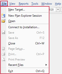SQL Sentry File Menu Version 2022.3 File Menu