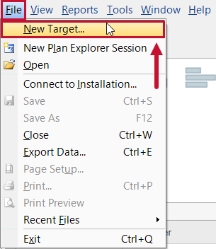 SQL Sentry File Menu Target Version 2021.18 File Menu Target