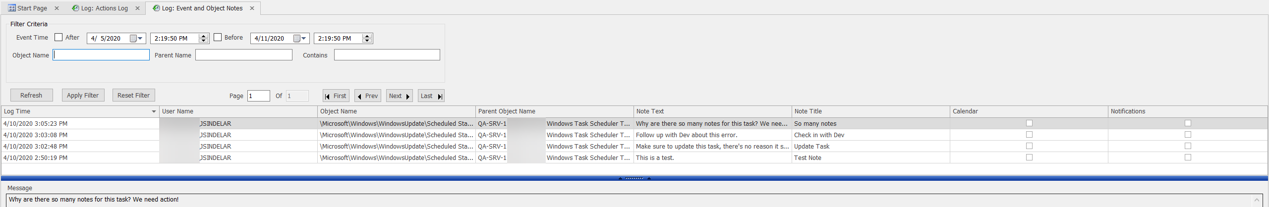 SQL Sentry Actions Log Event and Object Notes Version 2021.18 Actions Log Event and Object Notes