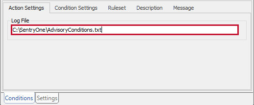 Log to Disk Action Settings