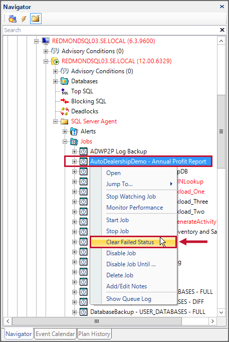SQL Sentry Clear Failed Status Version 2021.12 Clear Failed Status