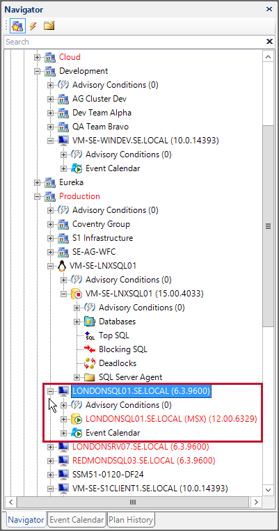 SentryOne Navigator Pane expand target node Version 2021 SentryOne Navigator Pane expand target node