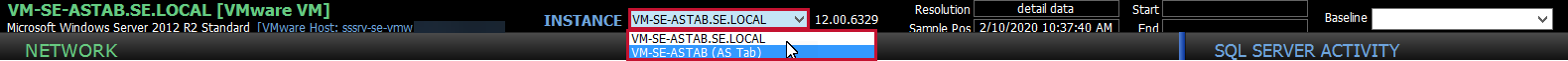 SQL Sentry Performance Analysis Dashboard select SSAS Tabular instance Version 20.0 Performance Analysis Dashboard select SSAS Tabular instance