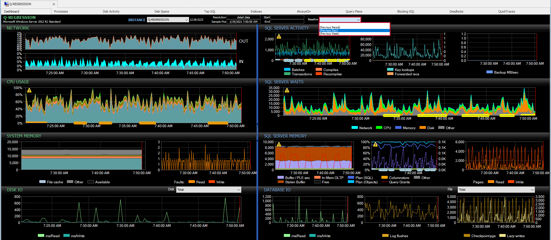 SQL Sentry Performance Analysis Dashboard Baseline drop-down list Version 2021.12 Performance Analysis Dashboard Baseline drop-down list