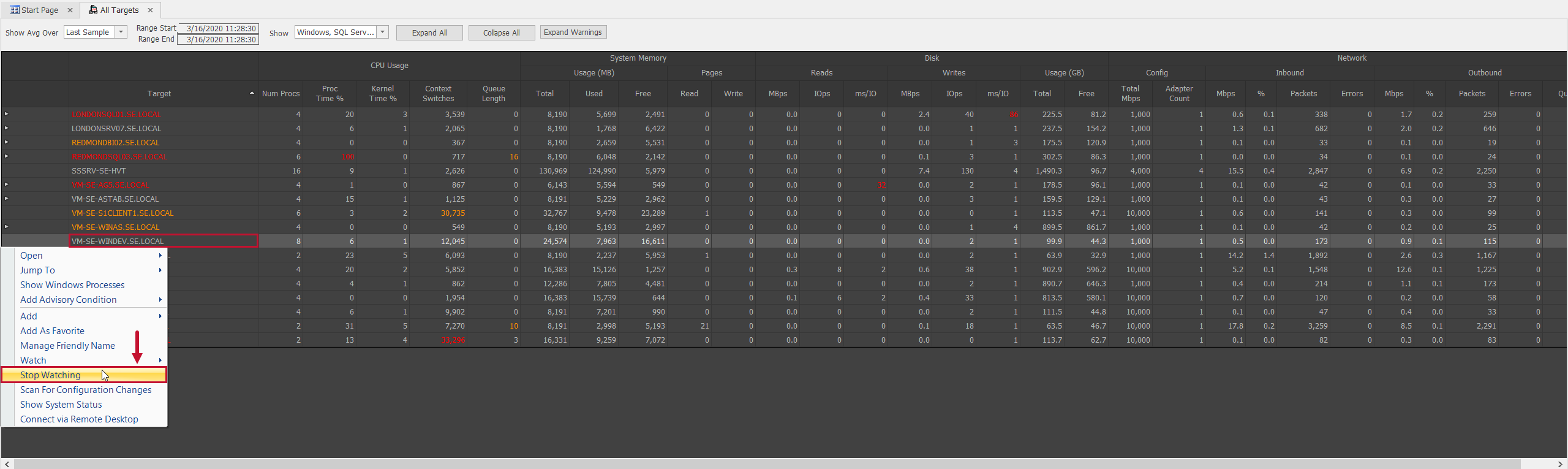 SentryOne Stop Watching All Targets Version 2021.0 SentryOne Stop Watching All Targets