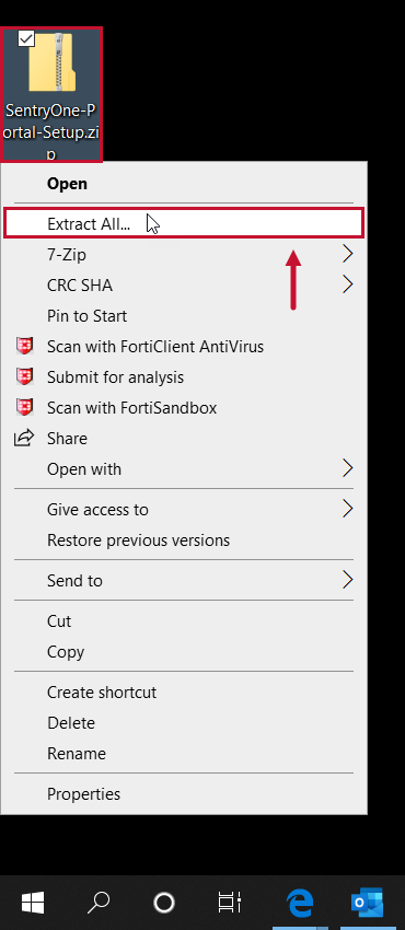 SentryOne Portal Configuration Extract Zip folder