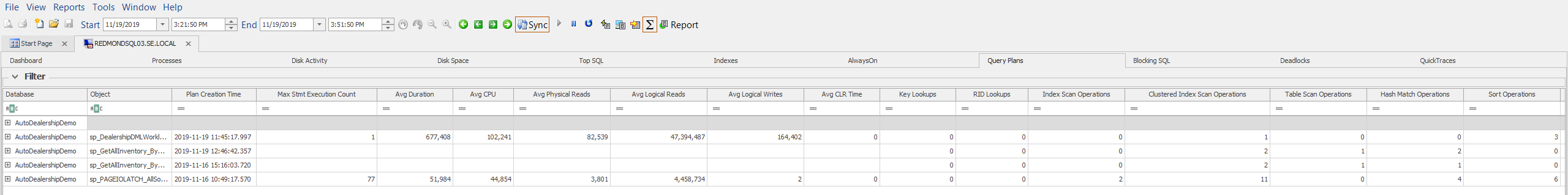 SQL Sentry Show Totals enabled Version 2021 Show Totals enabled