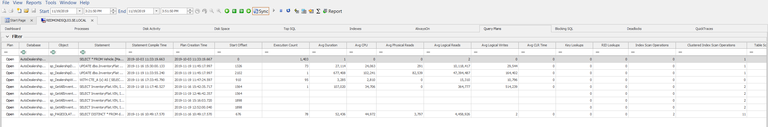 SQL Sentry Show totals disabled Version 2021 Show Totals disabled