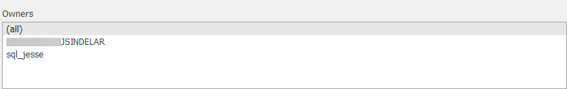 SQL Sentry QuickTraces tab Owners Filter Version 2021.12 QuickTraces tab Owners Filter