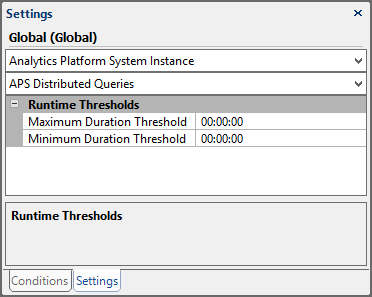 Analytics Platform System Instance APS Distributed Queries Settings Global