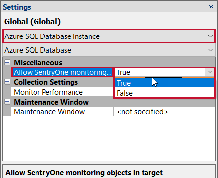 Azure SQL Database settings