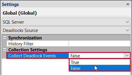 SQL Sentry Settings pane change Collection Settings to False Version 2021.12 SQL Sentry Settings pane change Collection Settings to False
