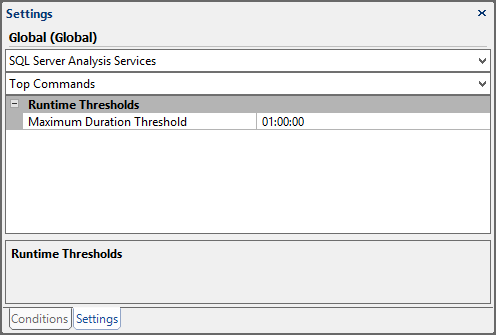 Settings Pane SQL Server Analysis Services Top Commands Global