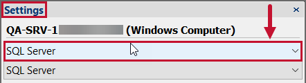 SQL Sentry select SQL Server from the top drop-down list in the Settings pane Version 2021.12 Select SQL Server from the top drop-down list in the Settings pane