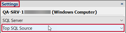 SQL Sentry select Top SQL Source from the second drop-down list in the Settings pane Version 2021.12 Select Top SQL Source from the second drop-down list in the Settings pane