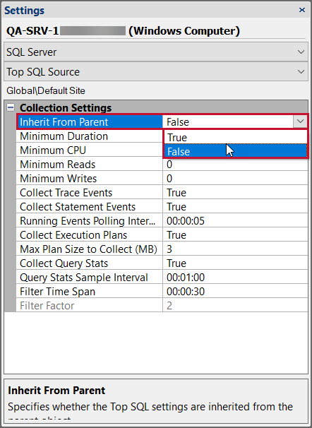 Set Inherit From Parent setting to False in Settings pane